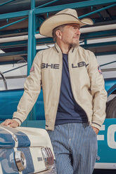 Men's Carroll Shelby "Dallas" Ecru Leather Jacket